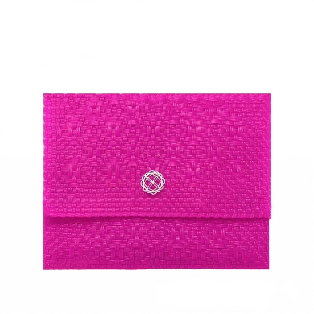 NEW LOLA'S BAG women's woven long metal strap crossbody bag in pink